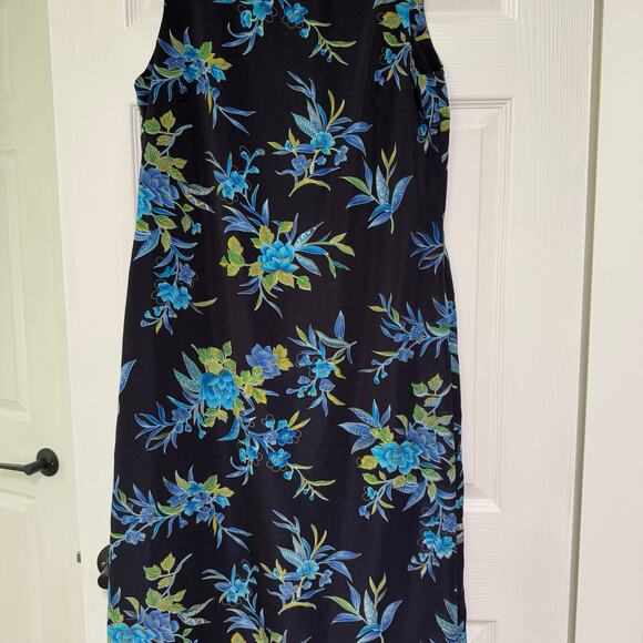 Studio I Women's Floral Blue Navy Sleeveless Maxi Dress Size 12 - Picture 3 of 12